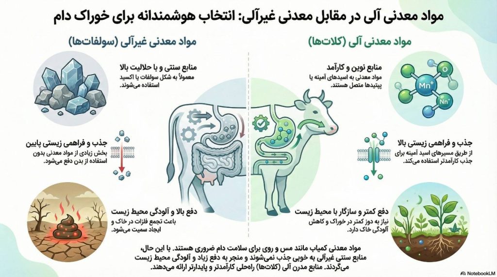 تفاوت مواد معدنی کیلاته و غیرکیلاته در تغذیه دام و طیور